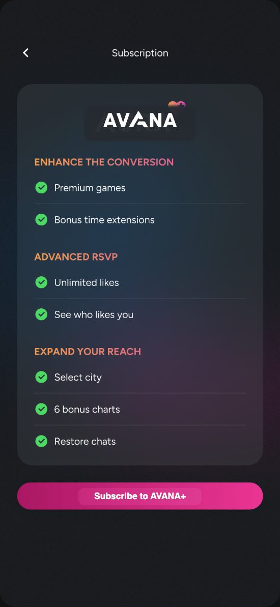 Avana Plus in the app