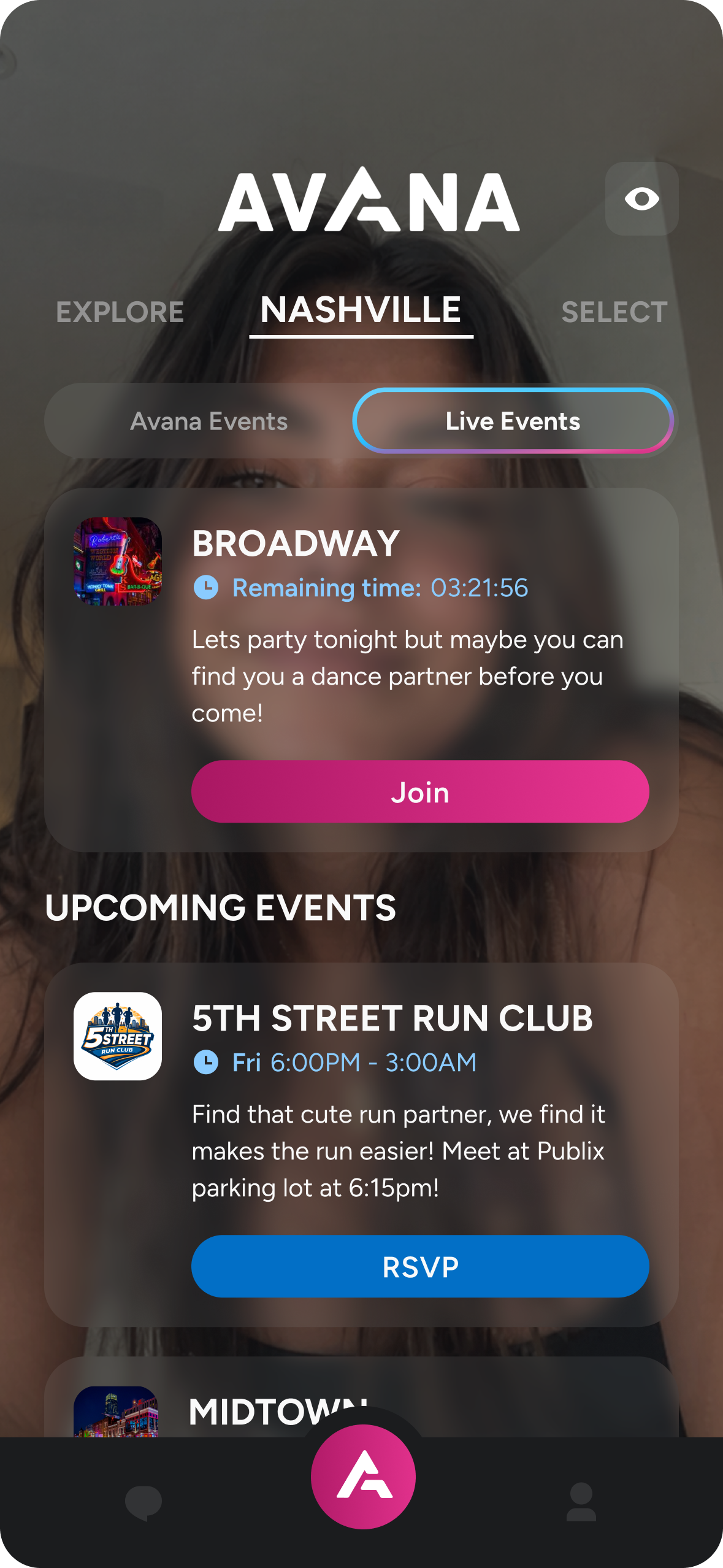 Avana live events feed for Nashville